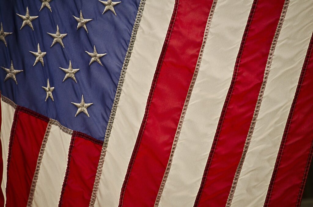 An American flag close up