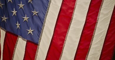 An American flag close up
