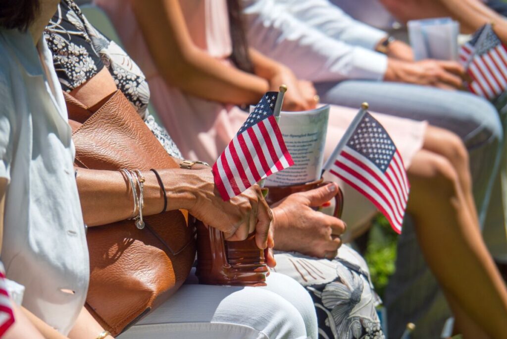 People holding flags