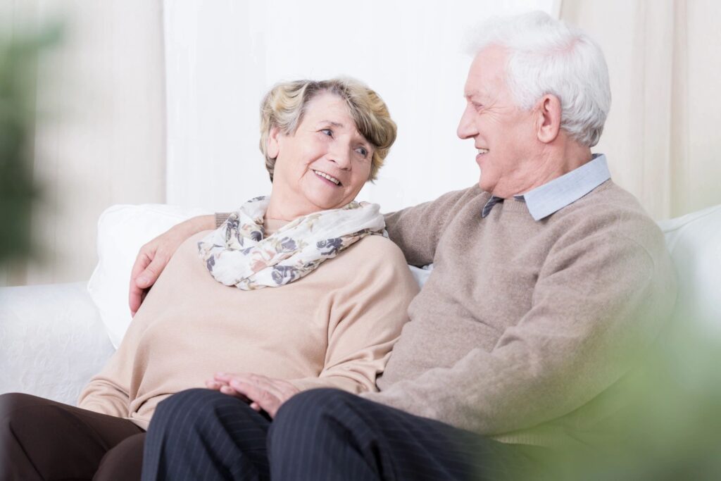 A Senior Couple Sitting Down