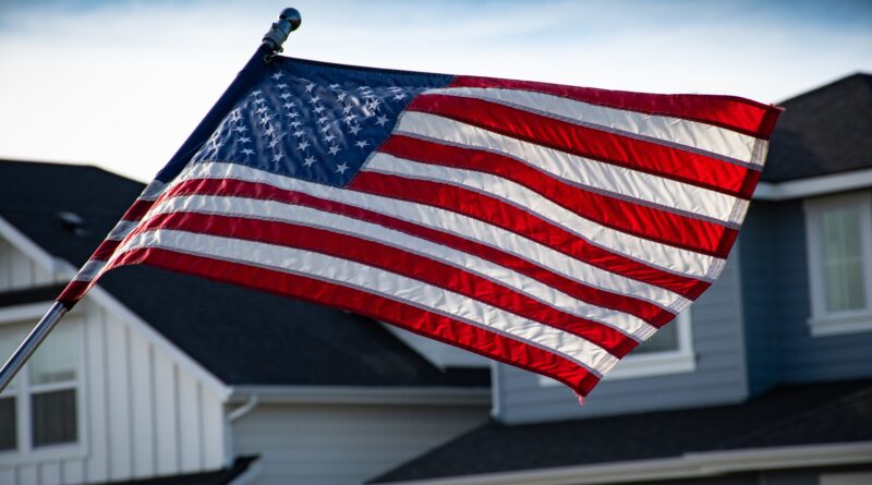 Retirement home residents American flag